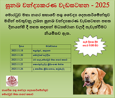 සුනඛ වන්ද්‍යකරණ වැඩසටහන – 2025